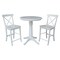 International Concepts Round 30 in Rd Pedestal Gathering Ht Table, 2 X-Back Counter Ht Stools, White, 30 in W, 30 in L, Wood K08-30RT-27B-S6132 - alternate 1